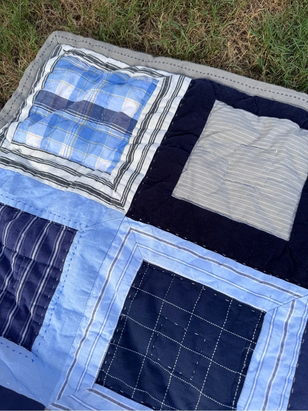 Pottery Barn Kids Twin Blue Patchwork Quilt with Euro Sham